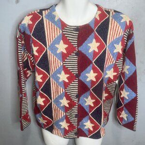Design Options By Philip and Jane Gordon 4th of July Cardigan XL Patriotic